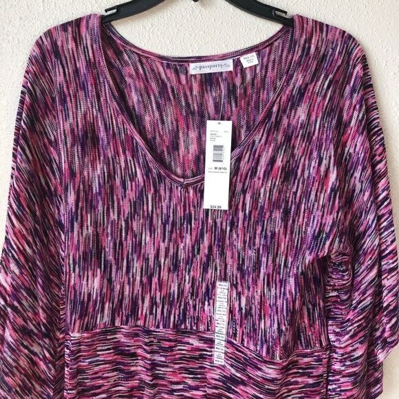 NWT Passports V Neck Sweater Top Size M - Picture 2 of 5